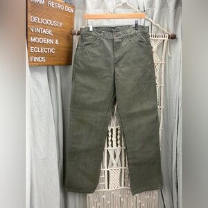 Dickies 2000s Y2K Olive Green Carpenter Heavy Weight Canvas Pants | 32x32